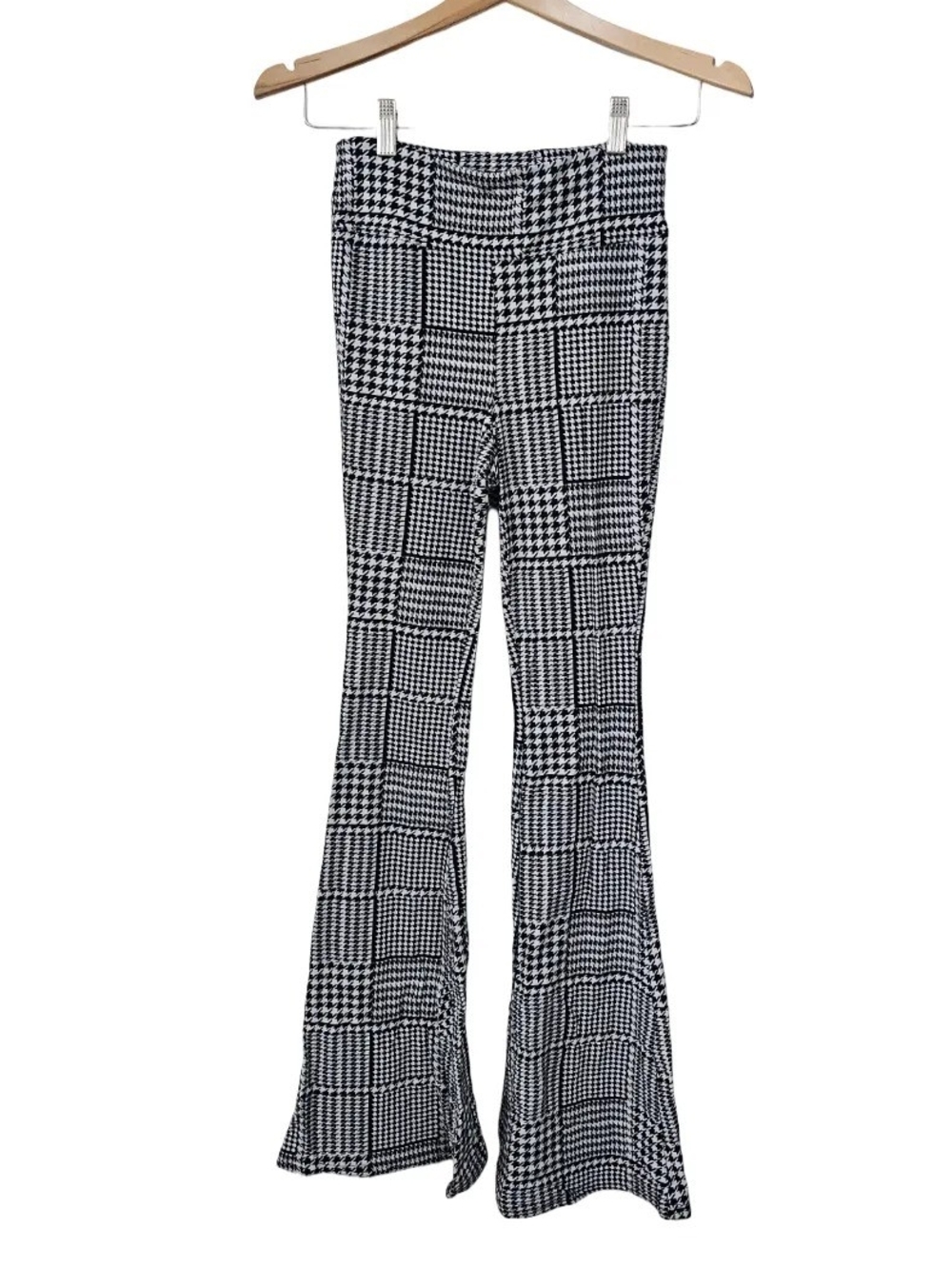 No Boundaries Black & White Houndstooth Flare Pants